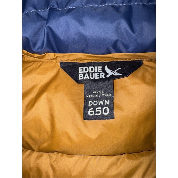 Eddie Bauer EB650 Mens Large Navy Blue Down Puffer Jacket Coat - Picture 3 of 8